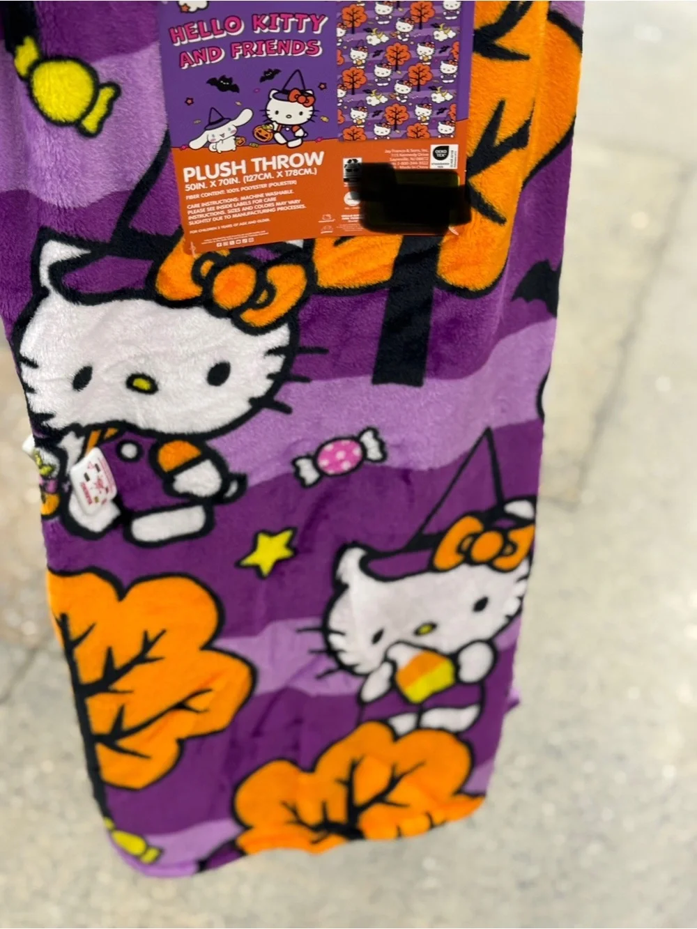 Hello Kitty Purple Orange Halloween Plush Throw